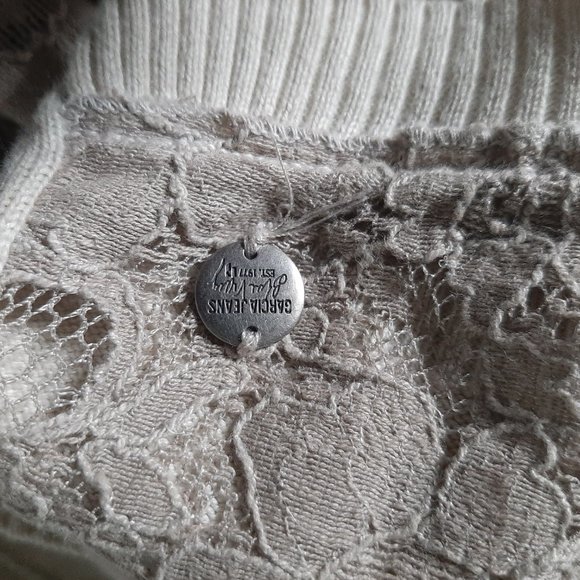 Garcia Jeans Lace Beige Cardigan MadeinItaly Small - Picture 3 of 6